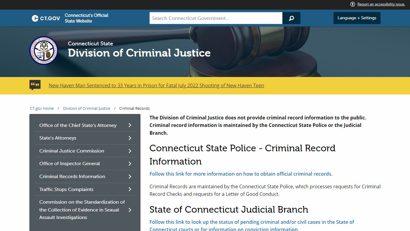 Connecticut State Division of Criminal Justice - CT.gov